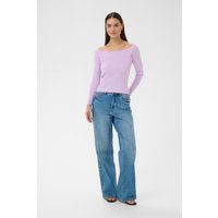 Schmaler Rippstrick-Pullover mit U-Boot-Ausschnitt
