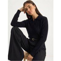 Strukturierter Rippstrick-Polo-Pullover