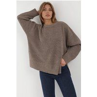 Lockerer Strukturierter Rundhals-Strickpullover