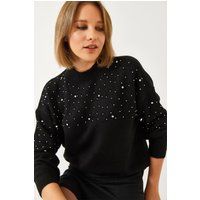 Glitzernder Strukturstrick mit Rundhalsausschnitt