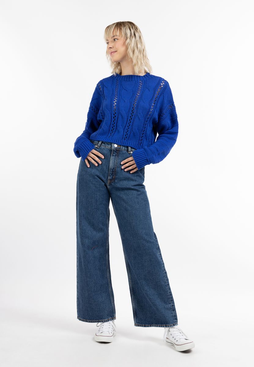 Kräftiger Zopfstrick-Crop-Pullover