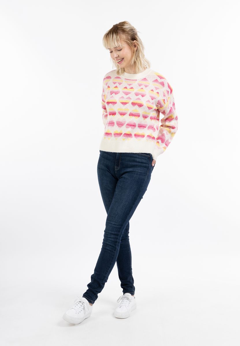 Weicher Strickpullover mit Herzmuster