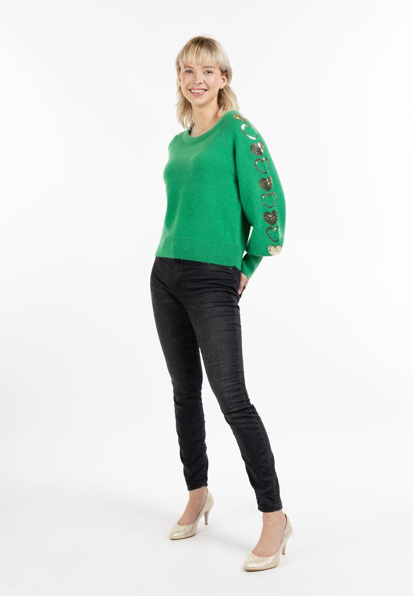 Strickpullover mit Pailletten-Herzen