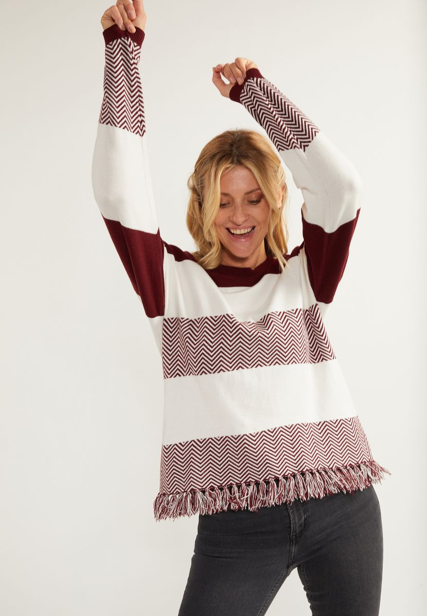 Oversize-Strickpullover mit Zickzack-Muster