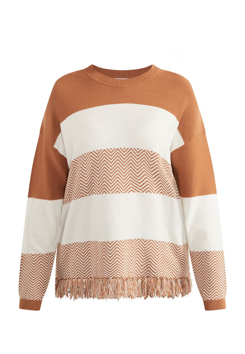 Oversize-Strickpullover mit Zickzack-Muster
