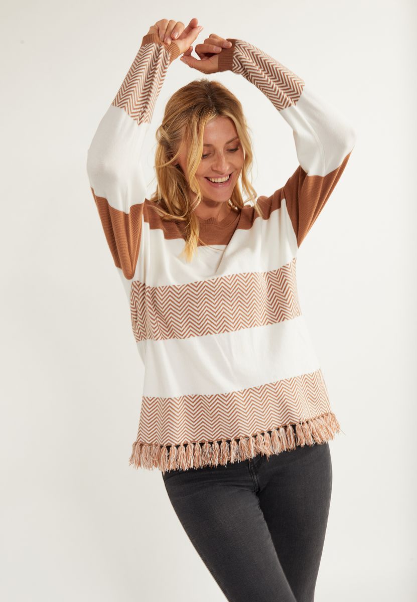 Oversize-Strickpullover mit Zickzack-Muster