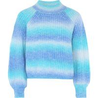 Gestreifter Ombré-Strickpullover mit Stehkragen