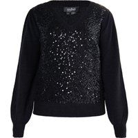 V-Ausschnitt Strickpullover mit Pailletten