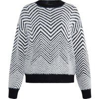 Flauschiger Strickpullover mit Zickzack-Muster