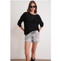 Übergroßer Strickpullover mit Bootsausschnitt