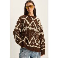 Übergroßer Strickpullover mit Ethno-Muster