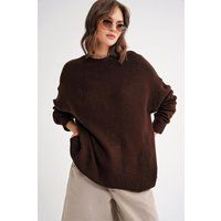Oversized Rippstrick-Pullover mit Rundhalsausschnitt