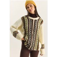Übergroßer Strickpullover mit Ethno-Muster