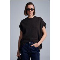 Übergroße gerippte Strickpullover-Weste