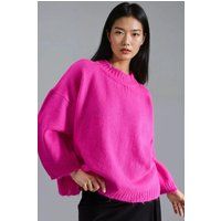 Übergroßer strukturierter Rundhals-Strickpullover