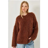 Oversized Plüsch-Strickpullover mit Struktur