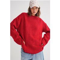 Oversized Rippstrick-Pullover mit Rundhalsausschnitt