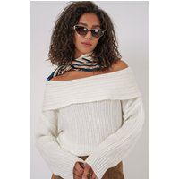 Oversize Rippstrickpullover mit Carmen-Ausschnitt