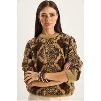 Oversized Strickpullover mit Leopardenmuster