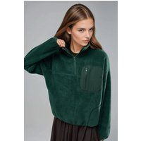 Plüsch-Pullover mit halbem Reißverschluss
