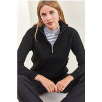 Strukturierter Oversized-Pullover mit Reißverschluss