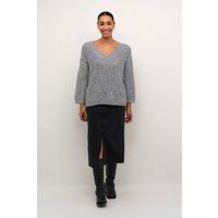 Grobstrick-Pullover mit V-Ausschnitt