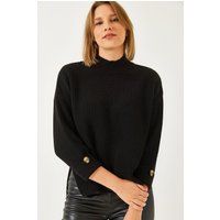 Rippstrickpullover mit Stehkragen