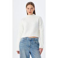 Strukturierter Kurzpullover mit Stehkragen