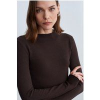 Minimalistischer Rippenpullover mit Stehkragen