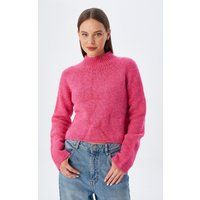 Verkürzter Strukturierter Mock-Neck Pullover
