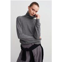 Klassischer Kaschmir-Rippstrick-Rollkragenpullover