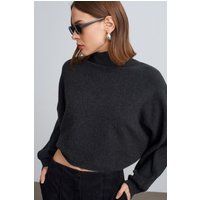 Oversized Kurz geschnittener Stehkragenpullover