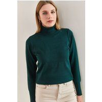 Figurbetonter Rippstrick-Rollkragenpullover