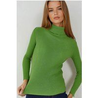 Figurbetonter gerippter Rollkragenpullover