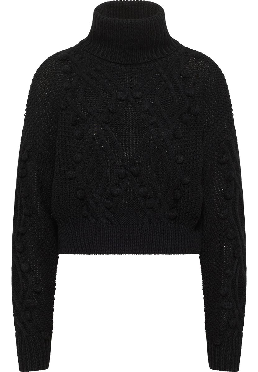 Grobstrick-Rollkragenpullover mit Noppen