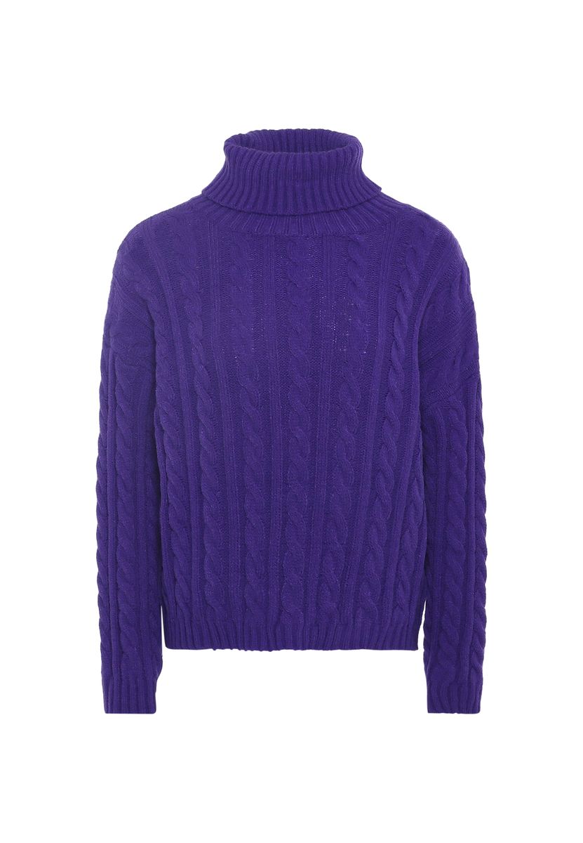 Klassischer Zopfstrick-Rollkragenpullover