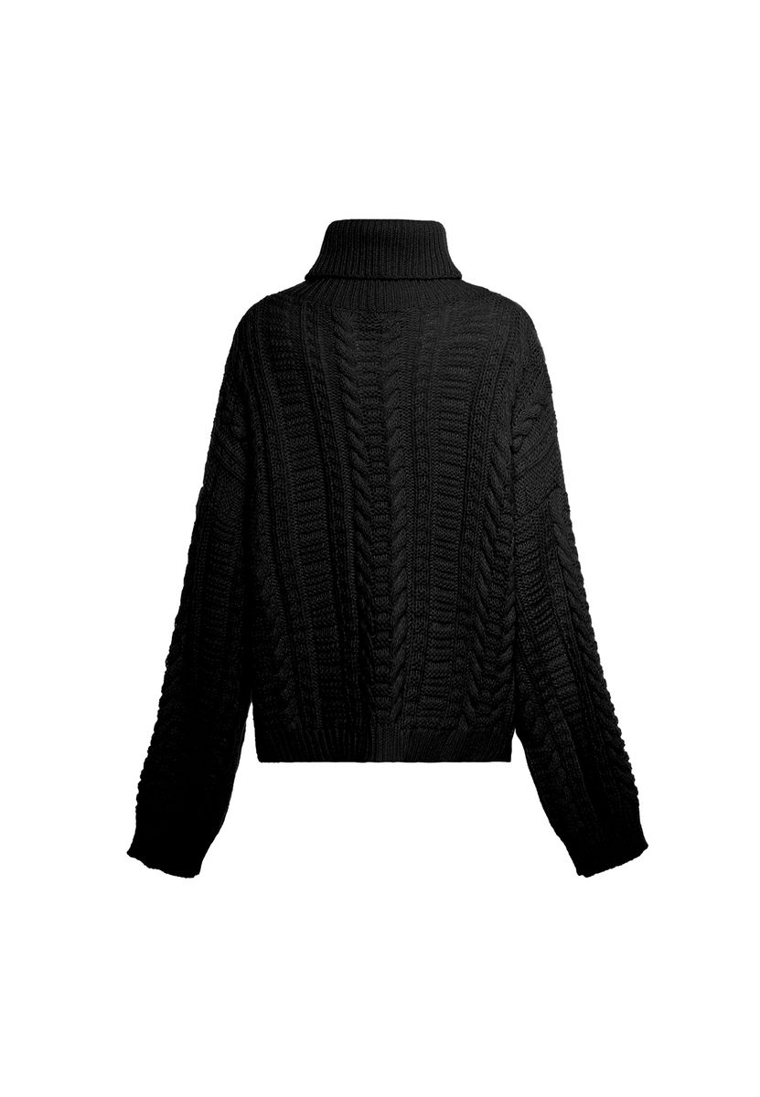 Rollkragenpullover mit Zopfmuster