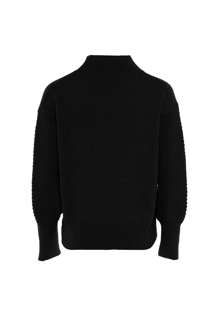 Stehkragenpullover mit Strukturärmeln