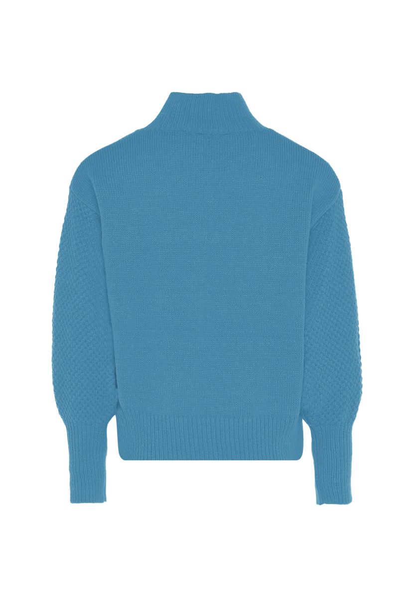 Bestickter Blumenpullover mit Stehkragen