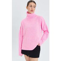 Oversized Rollkragenpullover mit Rippstrick