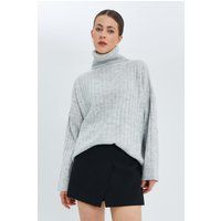 Oversized Rippstrick-Rollkragenpullover