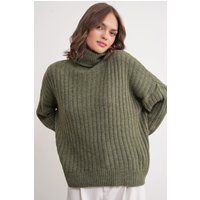 Oversized Rollkragenpullover in Rippenstrick