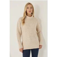 Gerippter Rollkragen-Strickpullover