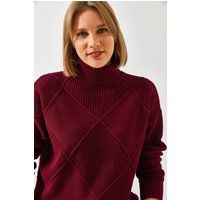 Strukturierter geometrischer Rollkragenpullover