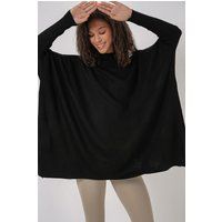 Übergroßer Poncho-Pullover mit Stehkragen