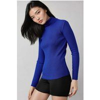 Rippstrick-Rollkragenpullover in Slim-Fit