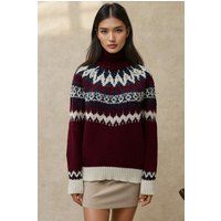 Grober Rollkragenpullover mit Norwegermuster