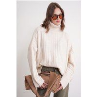 Oversized Rippstrick-Pullover mit Rollkragen