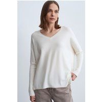 Lockerer V-Ausschnitt Kaschmir-Mix Pullover