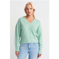 Strukturierter V-Ausschnitt Strickpullover